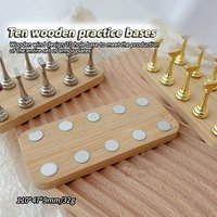 Double Row 10 Grids Wooden Nail Practice Stand Nail Display Stand Set Magnetic Nail Tips Practice Holders Manicure Tool