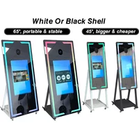 LED HD Magic Mirror Photo Booth 45'' 65'' Portable Selfie Machine with Built-in Mini PC 8+256GB for Women Wedding Party