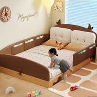 Simple Wooden Single Kids Beds Safety Guard Rails Design Modern Children Beds Baby Playpen Camas Infantiles Furniture Home