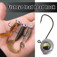 3D Fish Eye Lead Head Jig Hooks, 10pcs Barbed Fishing Hooks 2.5g-7g, Soft Lure Tackle for Bass Carp Ice Fishing