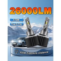 2pcs H15 LED Headlight Bulbs, Canbus Plug And Play 6000K White 30000LM High Beam DRL Day Running Lights Error Free 150W Car Bulb