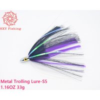 SXY FISHING 2023 NEW Metal Trolling lures Big game lures metal head bait Laser film Tuna Hair Lure Polyester film S5 33g 7inch