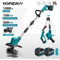 YOFIDRA Brushless Electric Garden Tiller Lawn Mower Rototiller For Soil Cultivation Garden Power Tool For Makita 21V Battery Pin