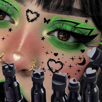 Moon Flower Star Eyeliner Stamp Pen Waterproof Double-head 2 IN 1 Black Liquid Eye Liner Pencil Love Heart Quick Dry Makeup