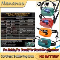 Bezprzewodowa elektryczna lutownica Nananuu z regulacją temperatury, pistolet spawalniczy, narzędzie do napraw, kompatybilna z Makita/Dewalt/Bosch/Milwaukee