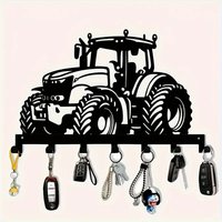 Farm Tractor Key Holder Rustproof Metal Wall Organizer 7 Hooks for Keys Towels Coats