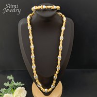 Fashion Top Quanlity Long Chain Golden Choker Hip Hop 18K Gold Plated Jewelry Set Necklace Bracelet Jewellery Sets Party Gifts