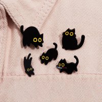 Cartoon Big Eye Black Cay Enamel Pins Cute Kitten Animal Brooches Lapel Backpack Badge Jewelry Accessories Gifts for Friends