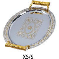 Decorative Serving Tray Oval Multi Functional Stainless Steel Dinner Tray Parties Vintage Design Household Weddings Food Tray