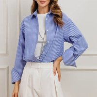 Women Striped Shirts Female Long Sleeve Turn-down Collar Blouses Office Lady Loose Button Up Tops Spring Summer Elegant Shirts