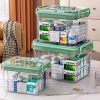 Family First Aid Storage Box Large Capacity Double Layer Medicine Organizer Portable Emergency Medical Kit for Home
