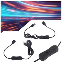 USB Cable with Button Control Male to Female Switchs ON OFF Toggle LED Lamp Line Suitable for Travel Recorder Desk Lamp