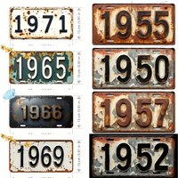 1950-1980 Aluminum License Plate Tag, Polished Metal Front Car Plate, Fade-Resistant & Easy Install Fit for Carsfor Bar,2D Flat