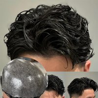 Undetectable Super Durable 0.1mm Injection PU Base 100% Human Hair Toupee for Men Natural Hairline Brown Black Grey Man Hairpiec