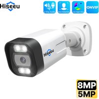 Hiseeu POE 5MP 8MP 4K caméra IP couleur Vision nocturne détection de visage étanche H.265 Surveillance de sécurité à domicile caméras de vidéosurveillance