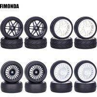 Pre-Glued RC Wheels Tires Set 4PCS for 1/10 - 65x26mm 12mm Hex Hubs Compatible with Tamiya TT01 TT02 XV01 XV02 TA06 HSP Models