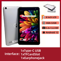 Hot Sales Android 12 Tablet 8 Inch 3GB RAM 32GB ROM MTK8168 Quad Core Dual Camears Support GPS LCD Capacitive Touchscreen