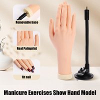 Silicone Nail Practice Hand Soft Beginner Nails Art Training and Jewelry Display Fake Hands Model