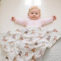 HappyFlute 29x39in Polyester Velvet Blanket Soft Bean Dot Print Multi-functional Shawl Quilt Stroller Crib Cover for Baby