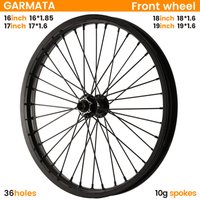 GARMATA Front Wheel 17inch 19inch 1.6wide black 36holes 10g spokes 110x20mm front hub Bicycle accessories