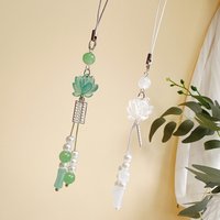 Hot Sale Lotus Flower Pendant Keychain Phone Chain Beads Decoration Chinese Style Accessories Gifts Camera Chain Bag Pendant