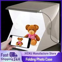 New Mini Folding Photo Booth Softbox Small LED Lights Portable Folding Light Box Photo Props Double Light Strip 6 Color Backdrop