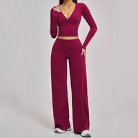 2PCS Fitness Suit Sports Set Women's Tracksuit Yoga Outfits Gym Long Sleeves Sportswear Legging Push Up Workout Clothes Woman