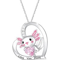 Cute Axolotl Crystal Pendant Necklaces Gifts for Girls Daughter Boys Son Granddaughter Niece Birthday Christmas Graduation Gift