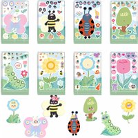 8/16 Pcs Cartoon Garden Insect Make A Face Puzzle Stickers DIY Game for Notebook Suitcase Laptop Desk Decals