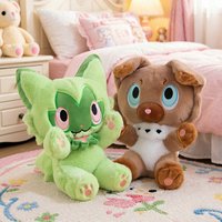 35cm Pokemon Plush Toys Sprigatito Plushie Pokémon Rockruff Anime Doll Cute Soft Pillow Room Ornaments Birthday Stuffed Gift