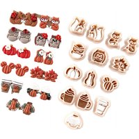 19MM Full Forest Stud Polymer Clay Cutters Autumn Squirrel Fox Hedgehog Maple Leaf Earring Jewelry Pottery Clay Cutting Tools