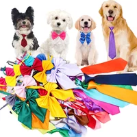 50PCS Bulk Dog Bowtie Small Dog Puppy Neckties Solid Adjustable Bow Tie For Large DogsTies Elastic Dand Pet Accessories