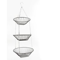 White Chain Black Basket Hanging Fruit Basket Nordic Wall Hanging Snacks Storage Basket Iron Wire Three Tier Flowers Basket
