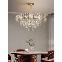 Nordic Luxury Clear Crystal Chandelier Home Decoration Lustre Living Room Long Hanging Lamps Over Dining Table Big Lamps