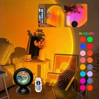 Lumière de Projection de coucher de soleil vibrante, spectre de 16 couleurs, télécommande USB, lumière LED à changement de couleur dynamique, crée une maison chaleureuse, 1 pièce