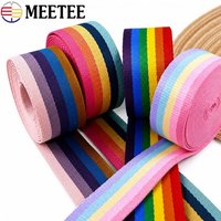 5/10M 25/32/38mm Stripes Nylon Webbing Tape Rainbow Ribbon Band Bag Strap Clothes Decorative Bias Binding DIY Sewing Accessories