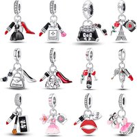 100% 925 Sterling Silver Fashion High Heels Lipstick Camera Life Series Charms Beads Fit Qikaola Original Bracelets DIY Jewelry