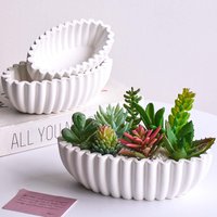 Oval Shape Waves Candle Bowl Silicone Mold DIY Home Decor Flowerpot Crafts Making Plaster Concrete Resin Storage Box Clay Molds