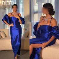 RFYR Halter Evening Dresses Mermaid Party Dress Tea Length Pop Sleeve Princess Gala Dress for Women Customized