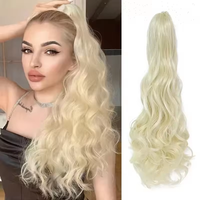 20inch Synthetic Long Fake Ponytails Synthetic Fluffy Heat Resistant Claw Clips in Hair Pieces for Black Women Party Daily Use