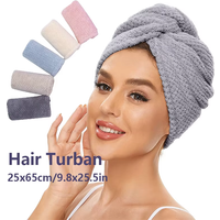 Solid Color Textured Hair Towel Cap with Button Design, Absorbent Dry Hair Wrap for Women, Suitable for Home and Spa Use