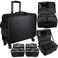 Large capacity professional trolley makeup case portable makeup bag for makeup artists nail art embroidery beauty tools storage