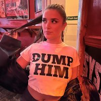 2000s Vintage Streetwear Harajuku Summer Slim Crop Tops Women Dump Him Letter Print Y2K Baby Tees Goth Short Sleeve T-shirts Emo