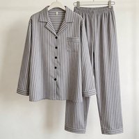 Ins Style Girl Striped Printed Pajamas for Spring and Autumn Women Lapel Cardigan Long Sleeved Pants Home Clothes Nightwear