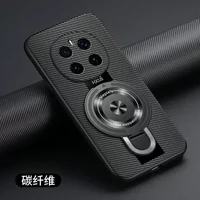 For Honor Magic 7 Pro / 6 Pro Case Magnetic Ring Holder Luxury Silicone Pu Sheepskin Leather Plexiglass Shockproof Back Cover