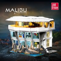 Creative DC Marrvve 3284pcs Malibu Building Blocks Street view With light Architecture Model Brick Toys Adult Puzzle Gift