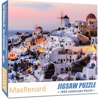 MaxRenard Jigsaw Puzzle 1000 Pieces for Adult Landscape Santorini GiftEnvironmentally Friendly Paper Christmas Gift Toy