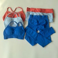 2 Pieces Seamless Yoga Set Women Workout Scrunch Leggings Set Backless Sports Bra Fitness Top Sportswear Gym Clothes
