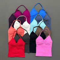 Sports Longline Strappy Top Sports Yoga Vest Women's Fitness Tank Top Gym Beautiful Open Back Bra Running Workout Halter