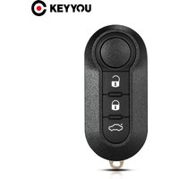 KEYYOU For Fiat 500 Panda Punto Bravo Auto Uncut Blade 3 Buttons Remote Car Key Shell Case
